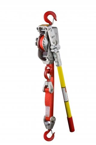 Lug-All 2-Ton Web Strap Ratchet Winch Hoist, Gate Hooks, 4-U